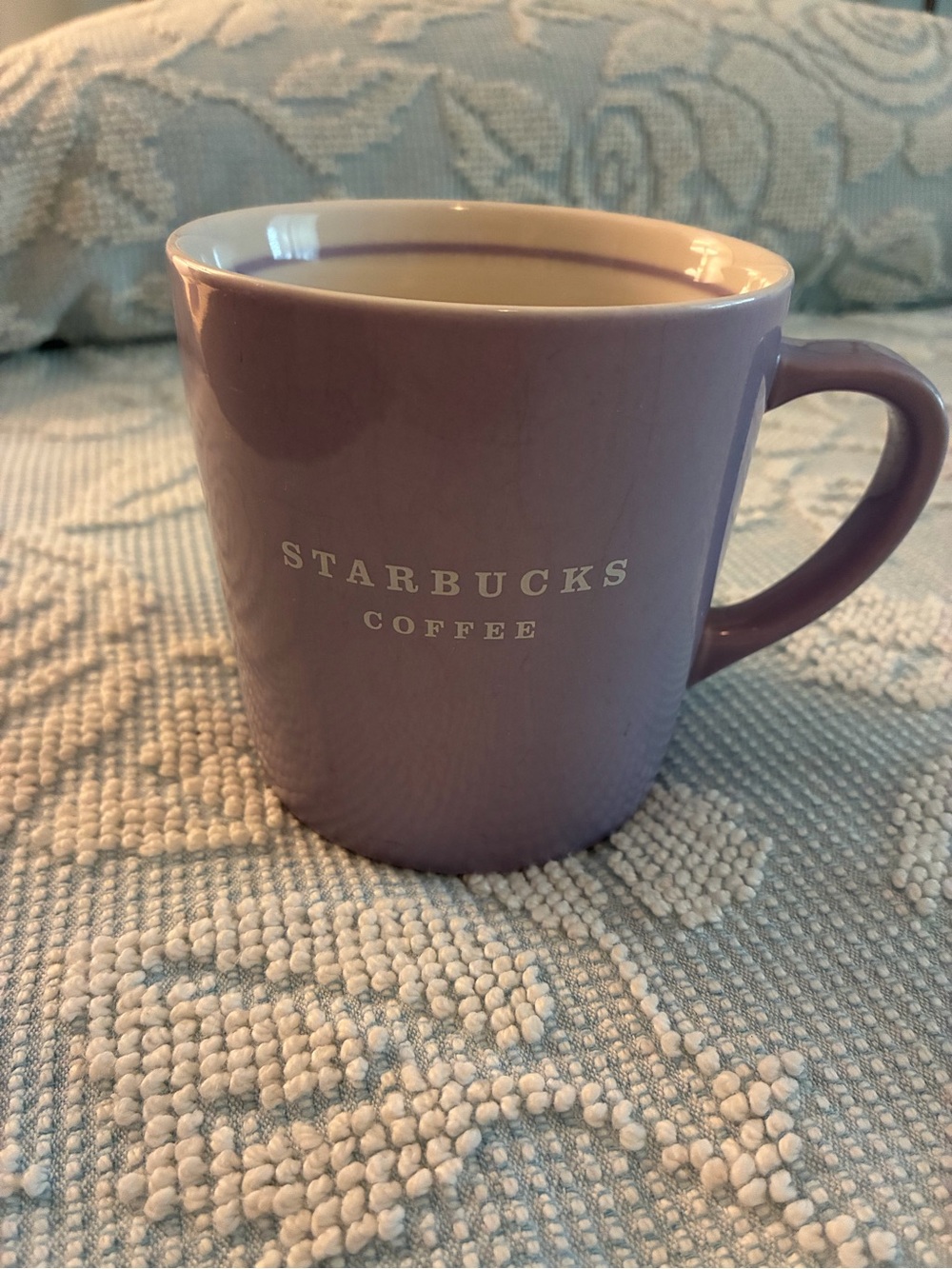 2004 Starbucks Purple Ceramic Coffee Mug with White Logo